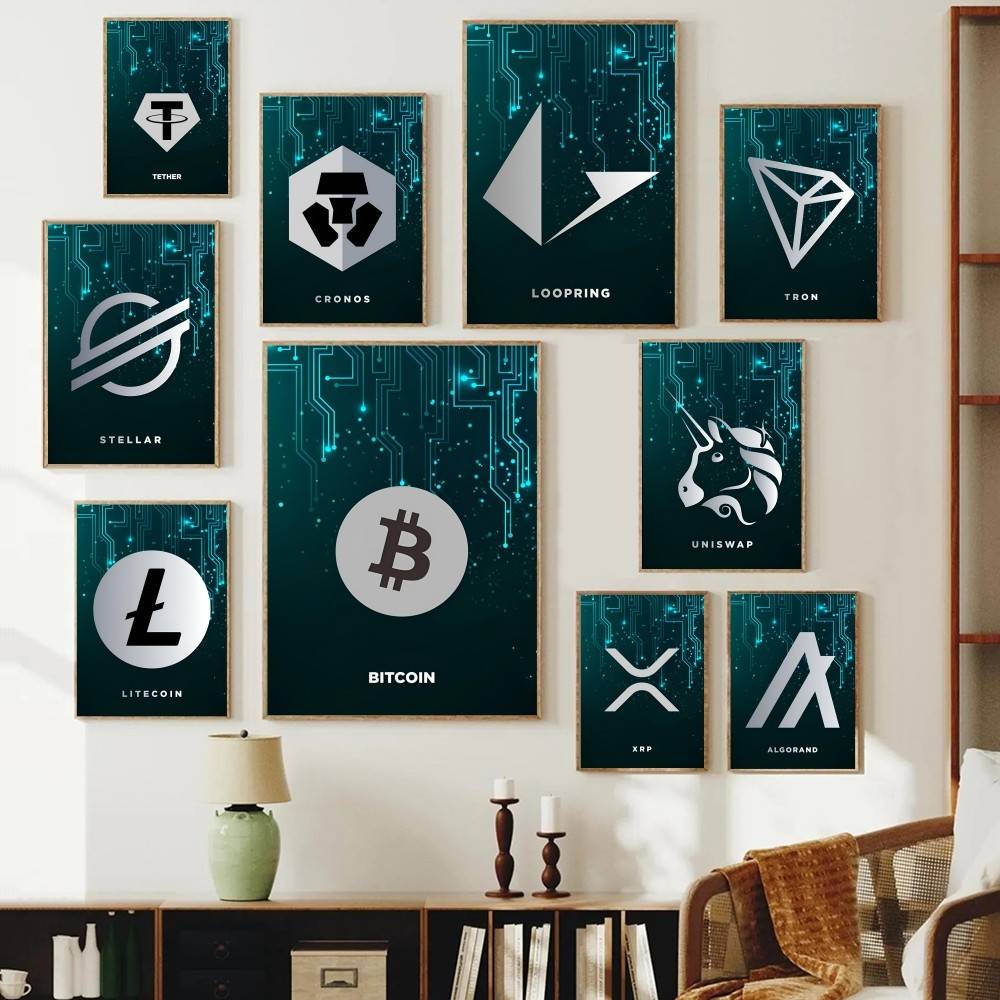 Tech Circuit Crypto Symbol Pos - огляд і ціна Tech Office Wall Decor