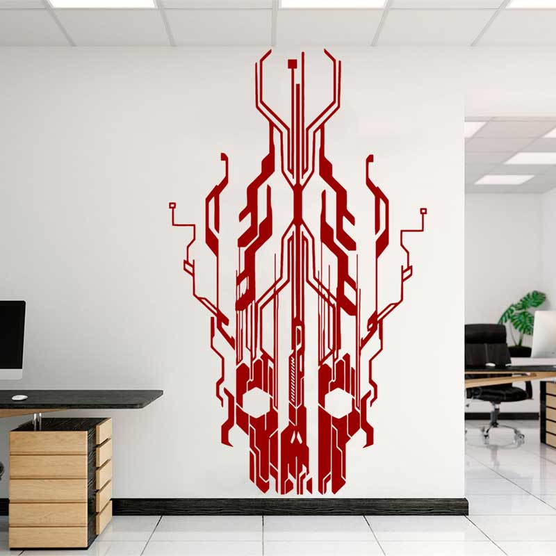 Chip Circuit Tech Skull Vinyl  - огляд і ціна Tech Office Wall Decor