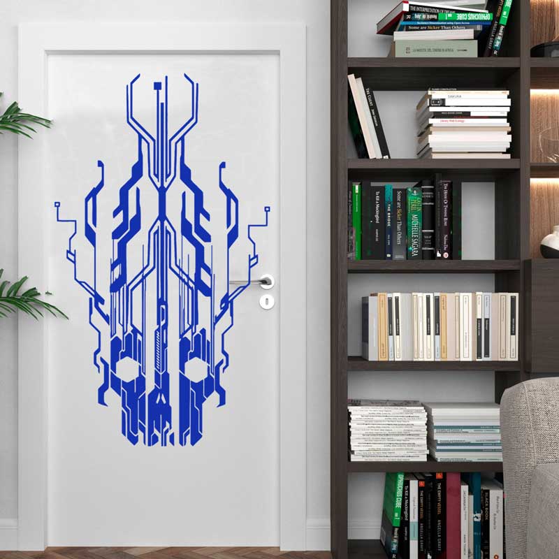 Chip Circuit Tech Skull Vinyl  - огляд і ціна Tech Office Wall Decor