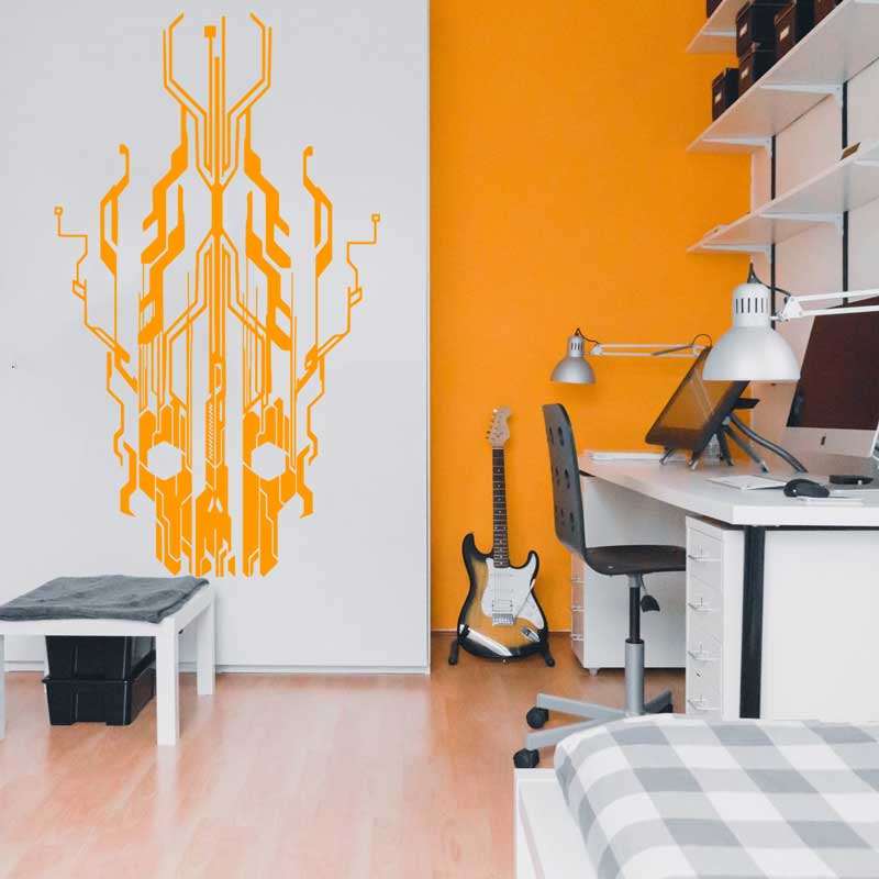 Chip Circuit Tech Skull Vinyl  - огляд і ціна Tech Office Wall Decor