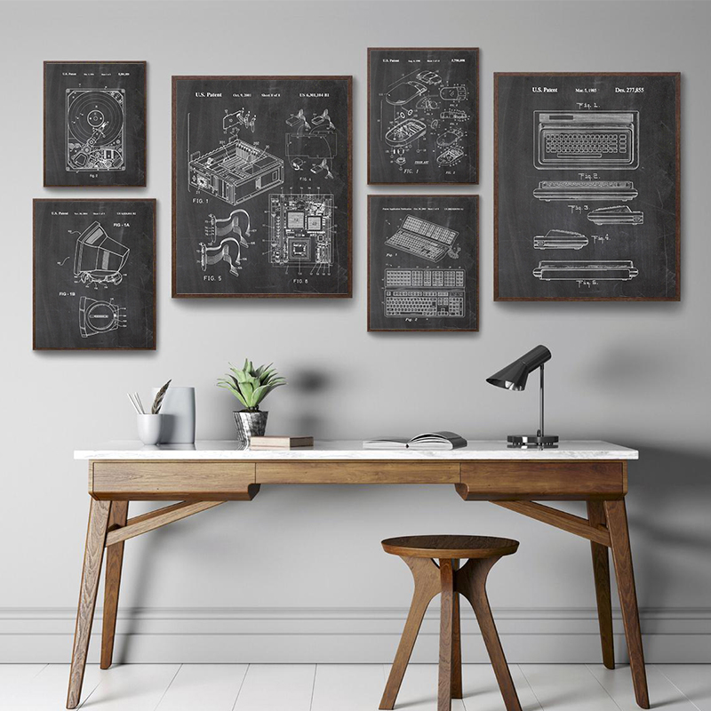 6Pcs Vintage Computer Patent W - огляд і ціна Tech Office Wall Decor