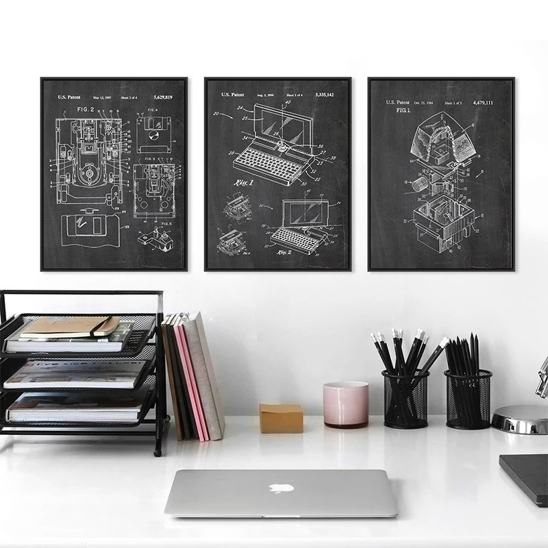 6Pcs Vintage Computer Patent W - огляд і ціна Tech Office Wall Decor