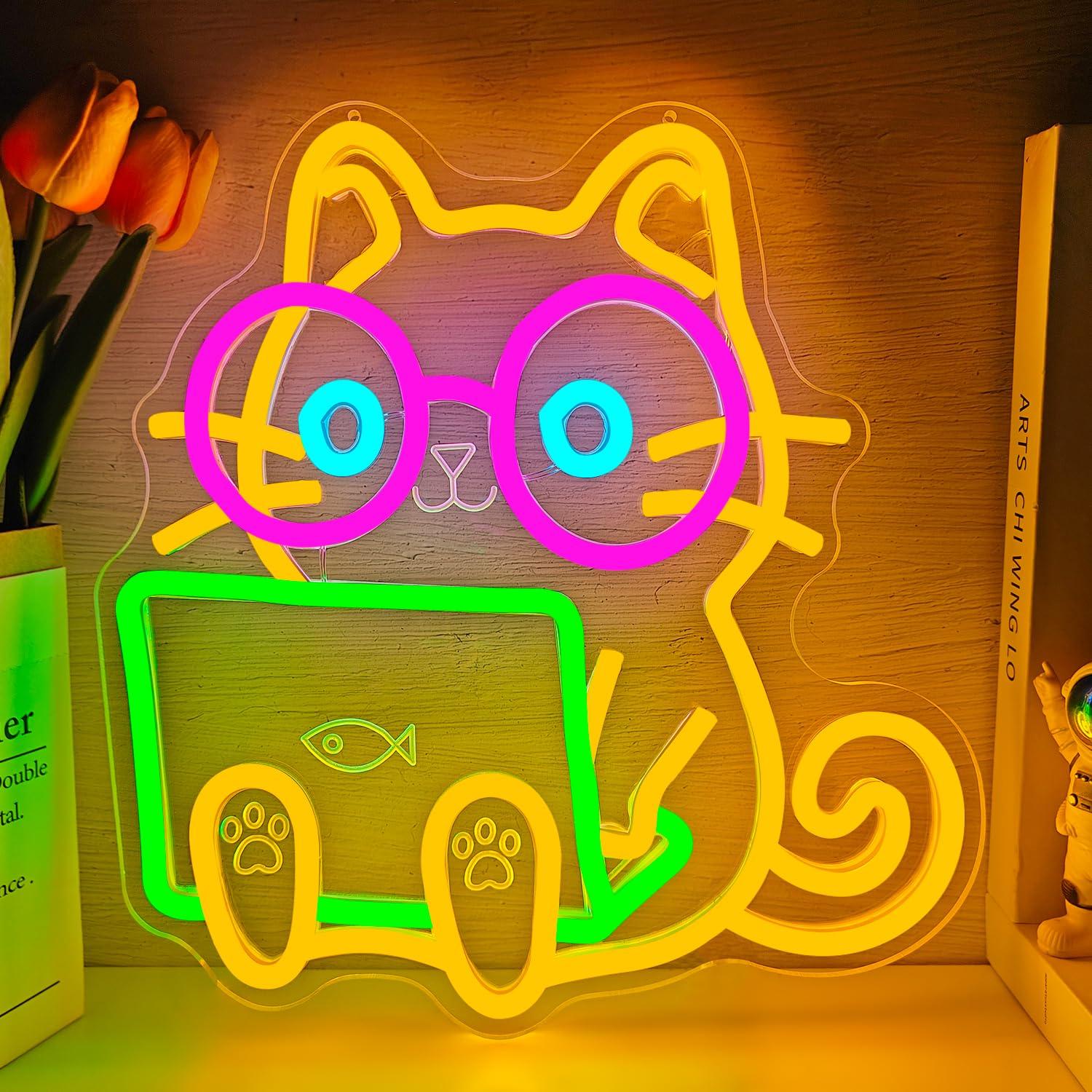 Cat Laptop Neon Sign USB Dimma - огляд і ціна Tech Office Wall Decor