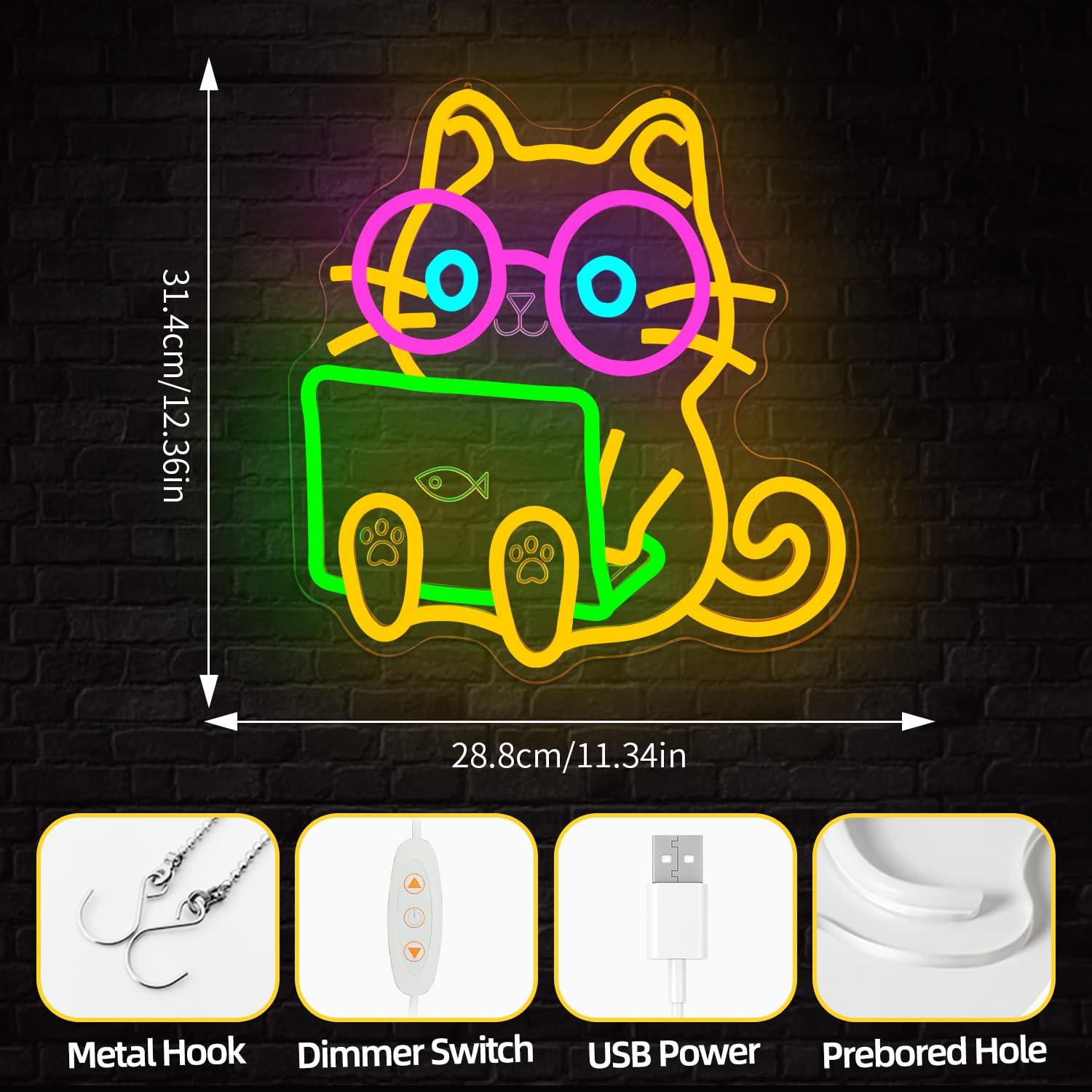Cat Laptop Neon Sign USB Dimma - огляд і ціна Tech Office Wall Decor