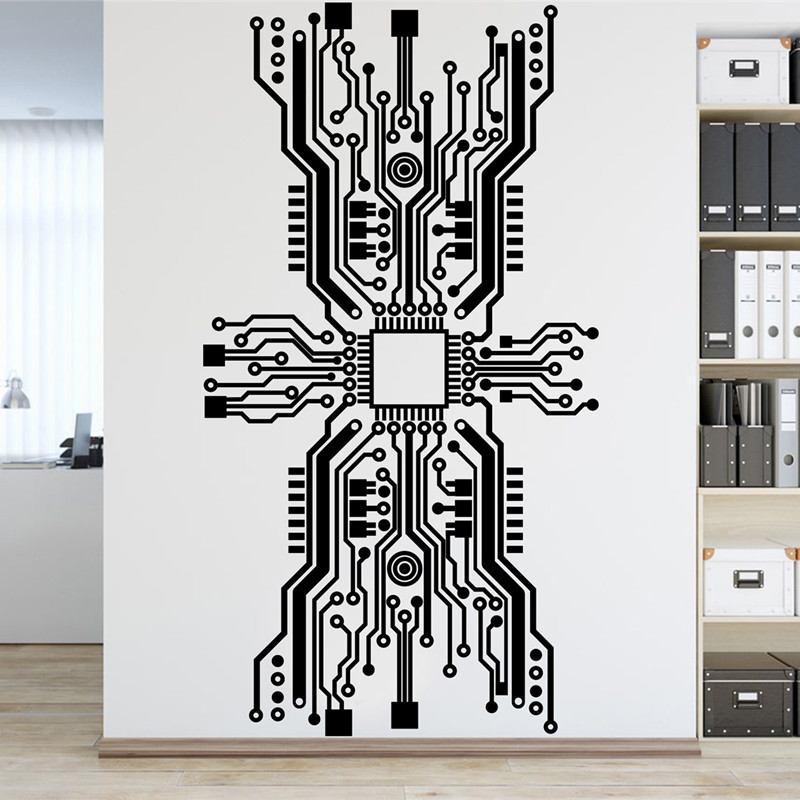 Circuit Board Chip Wall Sticke - огляд і ціна Tech Office Wall Decor
