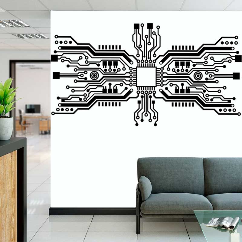 Circuit Board Chip Wall Sticke - огляд і ціна Tech Office Wall Decor